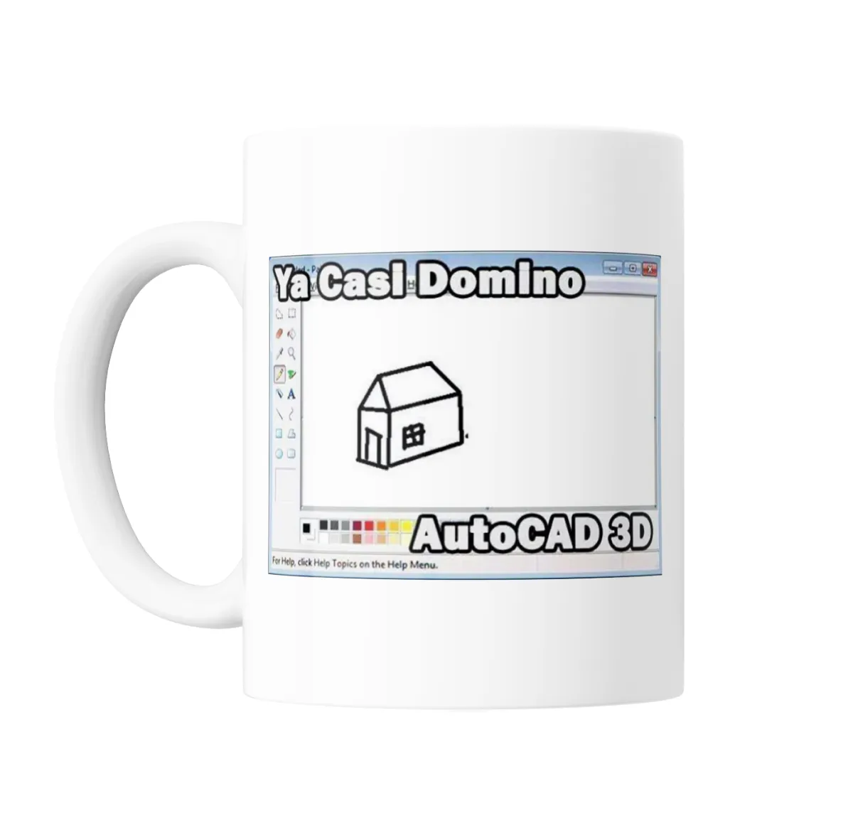 Taza de Cerámica Ya Casi Domino AutoCAD 3D - vista 2