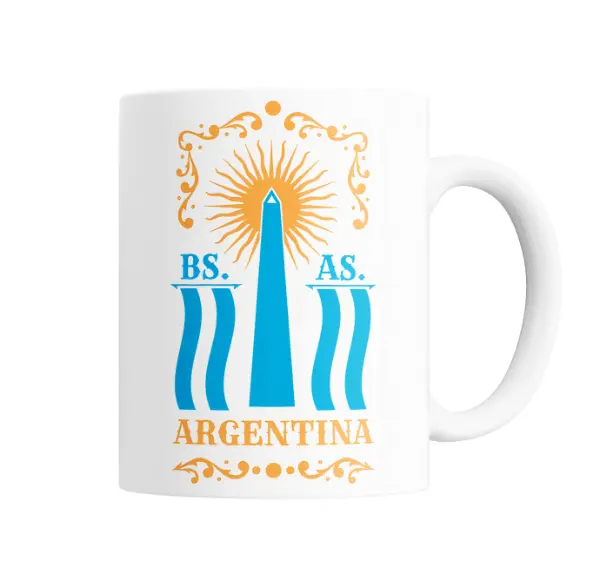 Taza de Cerámica Argentina Buenos Aires Obelisco Sol de Mayo