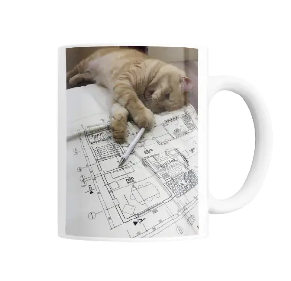 Taza de Cerámica Gatito Arquitectura