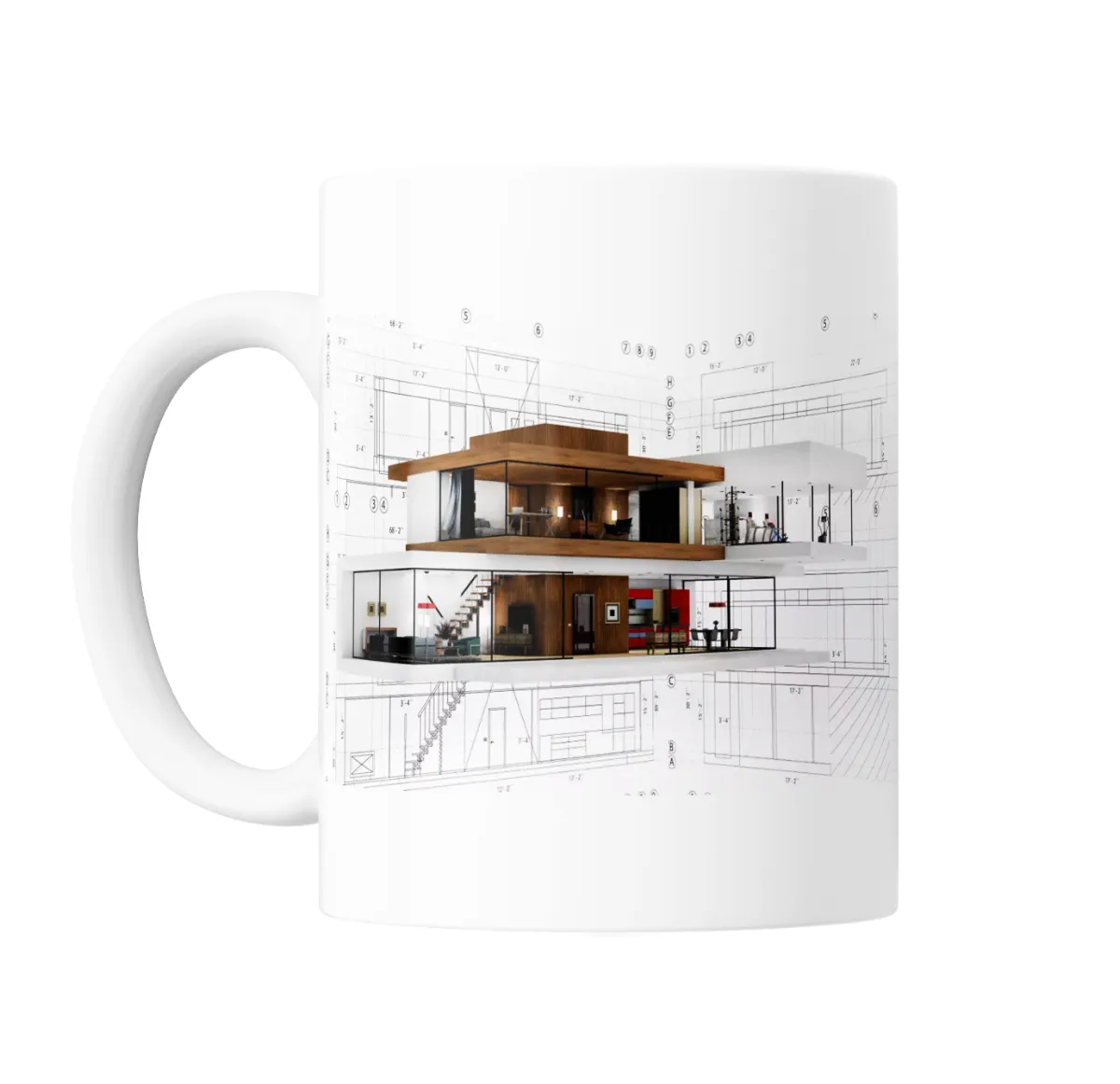 Taza de Cerámica Arquitectura Casa Moderna Planos - vista 2