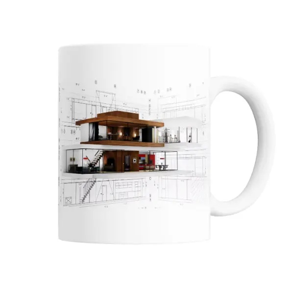 Taza de Cerámica Arquitectura Casa Moderna Planos