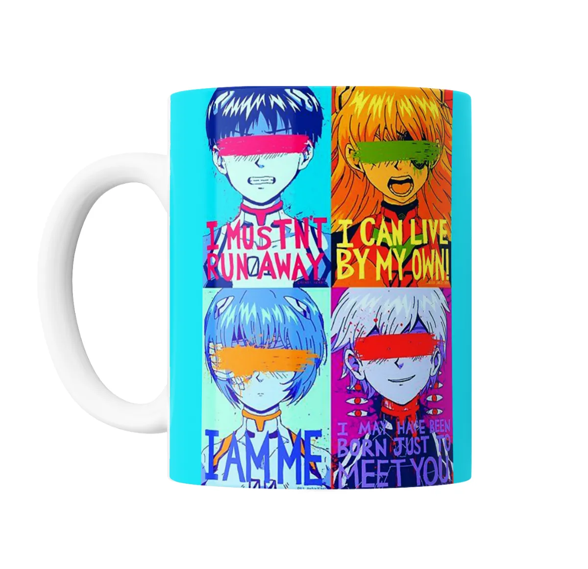 Taza de Cerámica Evangelion Shinji Asuka Rei Kaworu Pop Art - vista 2