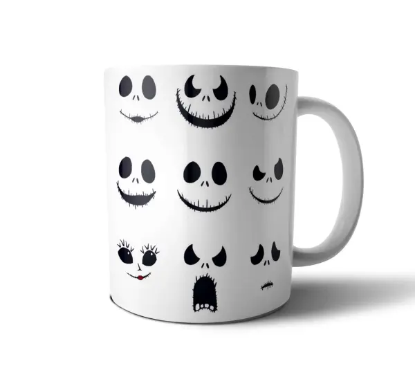 Taza de Cerámica Extraño Mundo de Jack Caras de Jack y Sally