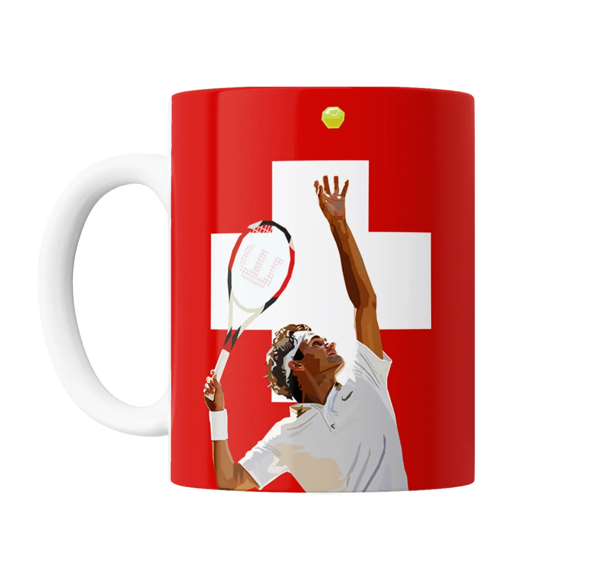 Taza de Cerámica Federer Bandera Suiza Saque - vista 2