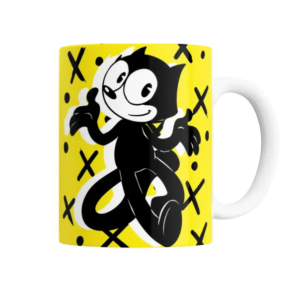 Taza de Cerámica Felix el Gato Amarillo XO