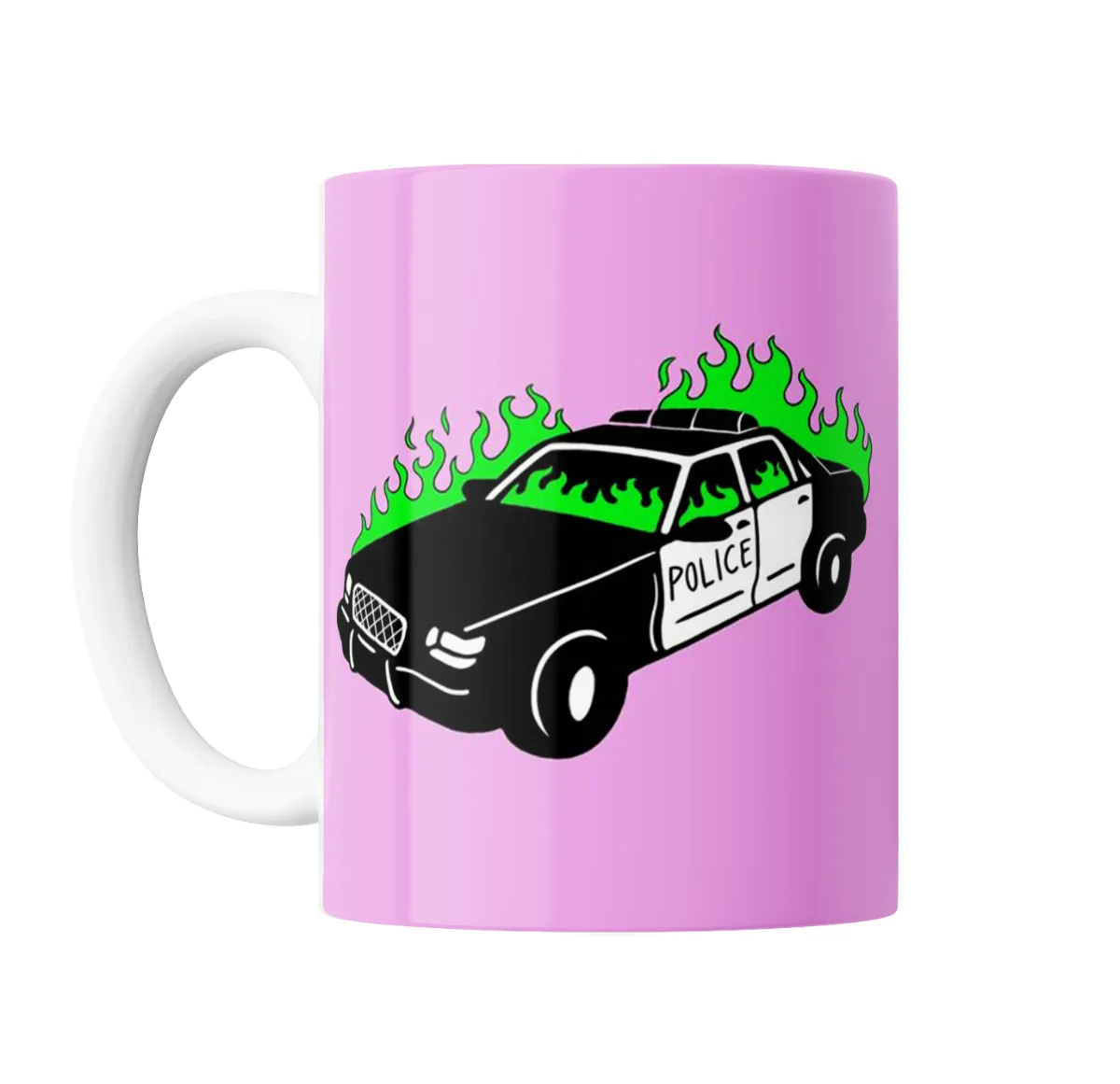 Taza de Cerámica Feminismo Auto Policial en Llamas - vista 2