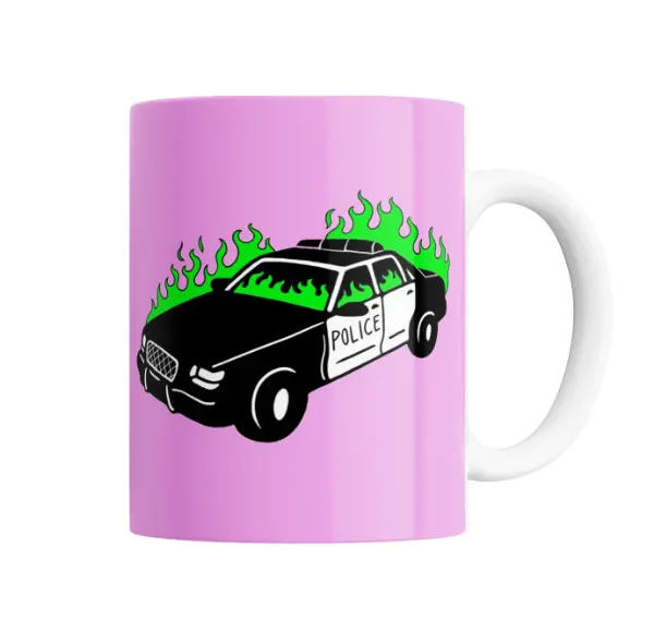Taza de Cerámica Feminismo Auto Policial en Llamas