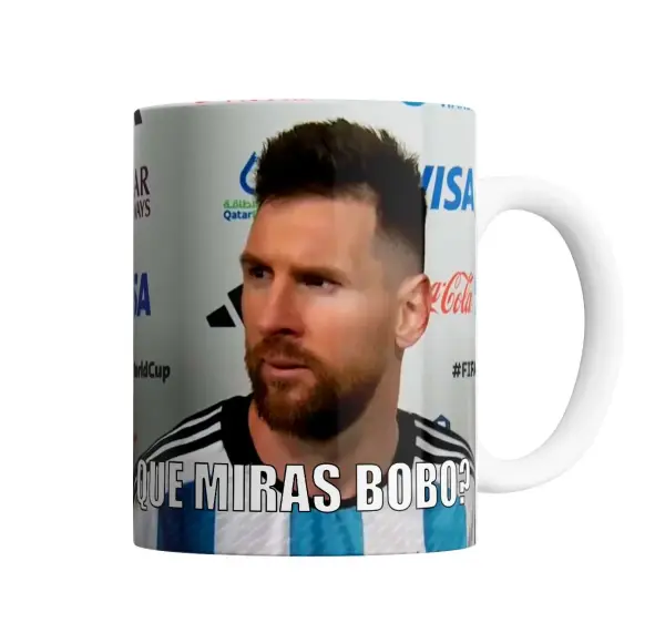 Taza de Cerámica Lionel Messi Que Miras Bobo Meme