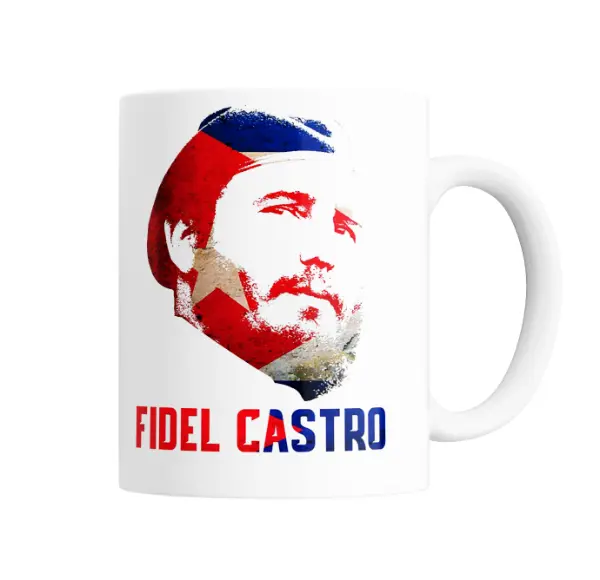 Taza de Cerámica Fidel Castro Retrato Bandera Cuba