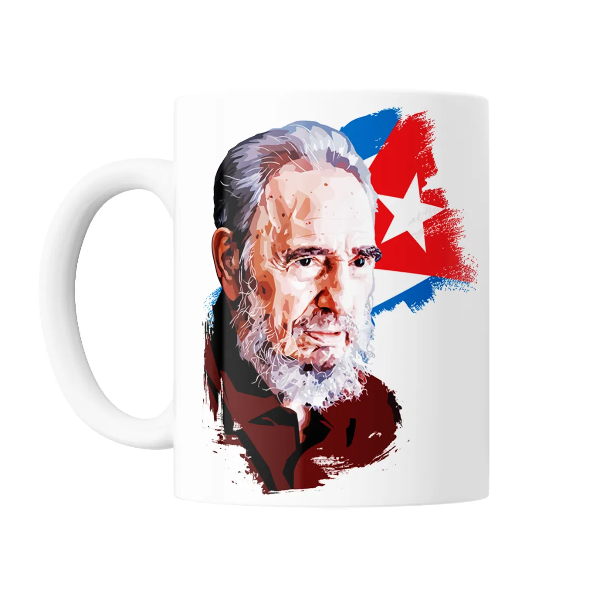 Taza de Cerámica Fidel Castro Retrato con Bandera de Cuba - vista 2