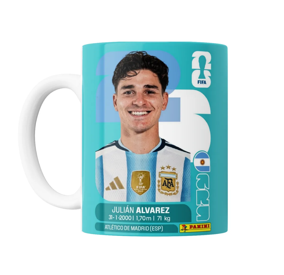 Taza de Cerámica Mundial 2026 Argentina Julián Álvarez Figurita - vista 2