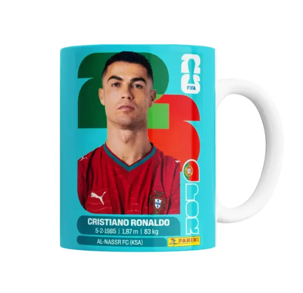 Taza de Cerámica Cristiano Ronaldo Figurita Mundial 2026 Portugal