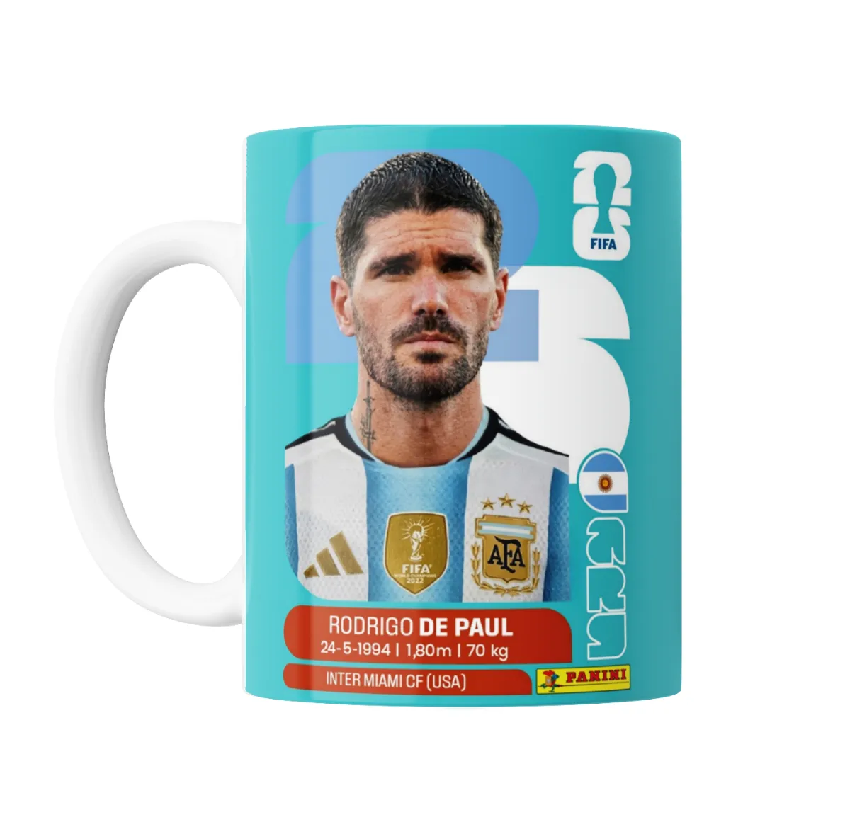 Taza de Cerámica Argentina Rodrigo De Paul Figurita Mundial 2026 - vista 2