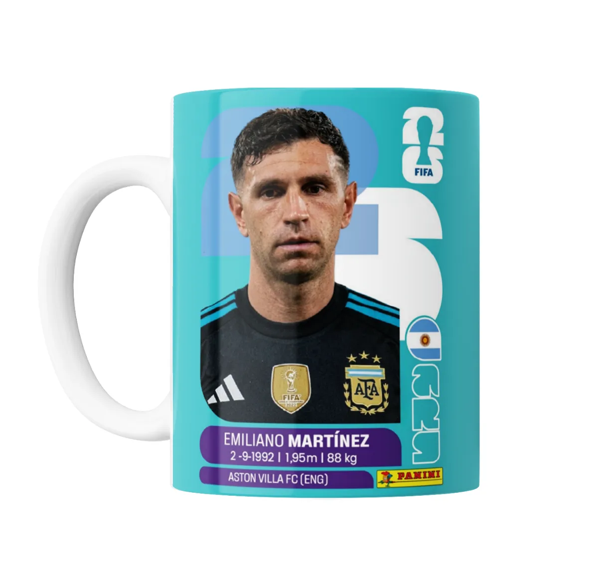 Taza de Cerámica Mundial 2026 Argentina Emiliano Dibu Martinez Figurita - vista 2