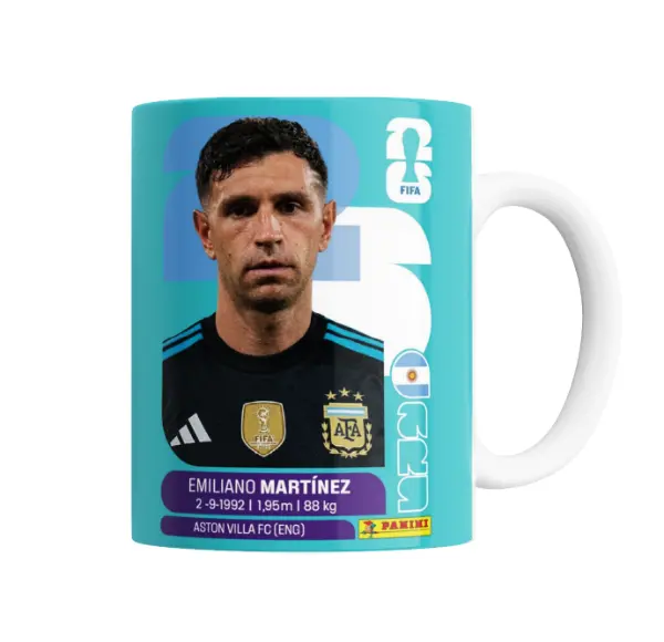 Taza de Cerámica Mundial 2026 Argentina Emiliano Dibu Martinez Figurita