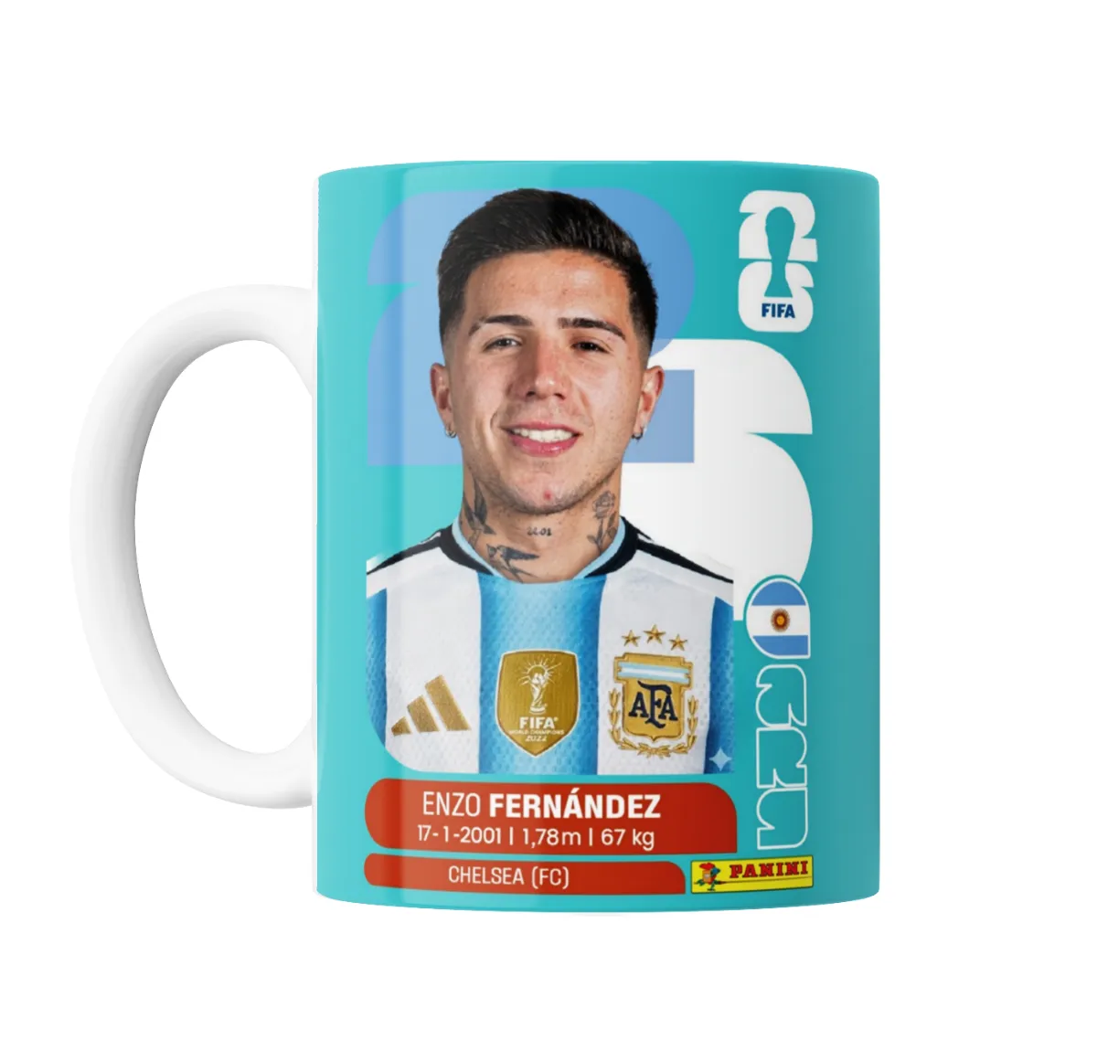 Taza de Cerámica Figurita Enzo Fernandez Selección Argentina Mundial 2026 - vista 2