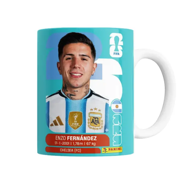 Taza de Cerámica Figurita Enzo Fernandez Selección Argentina Mundial 2026