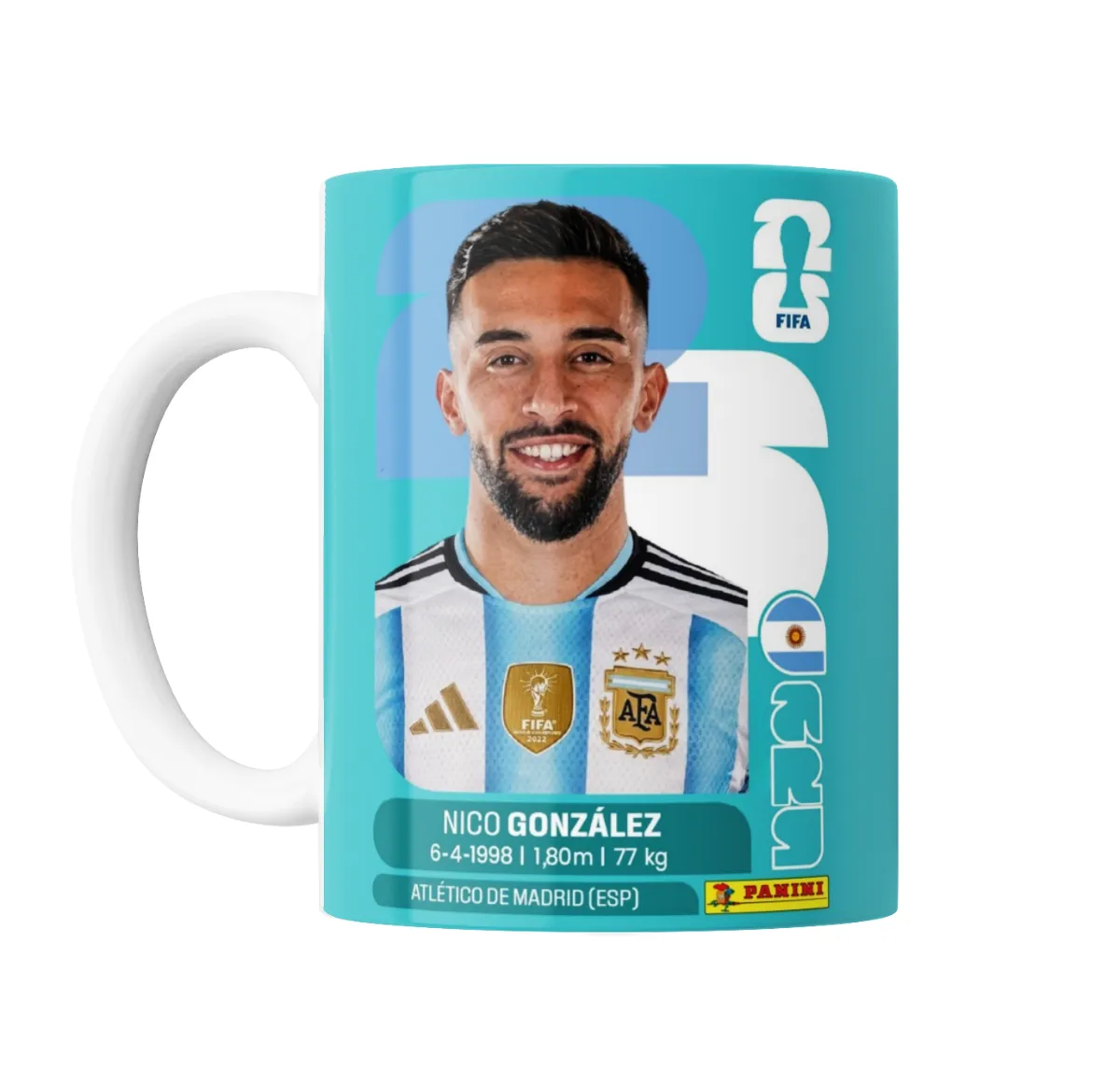 Taza de Cerámica Selección Argentina Nico González Figurita Mundial 2026 - vista 2