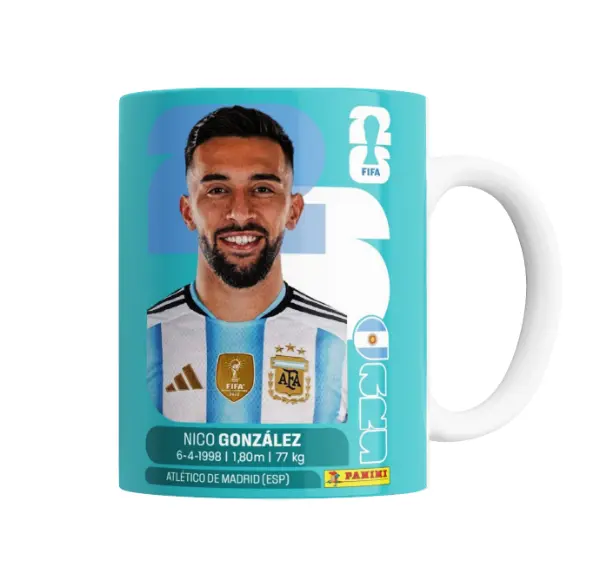 Taza de Cerámica Selección Argentina Nico González Figurita Mundial 2026