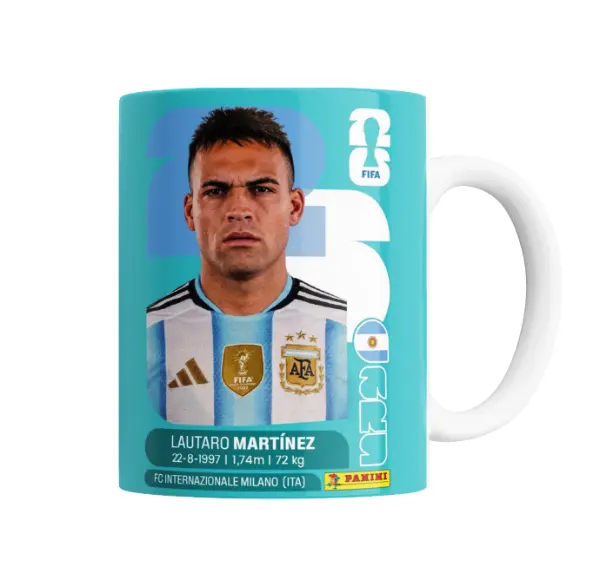 Taza de Cerámica Lautaro Martínez Figurita Mundial 2026 Argentina