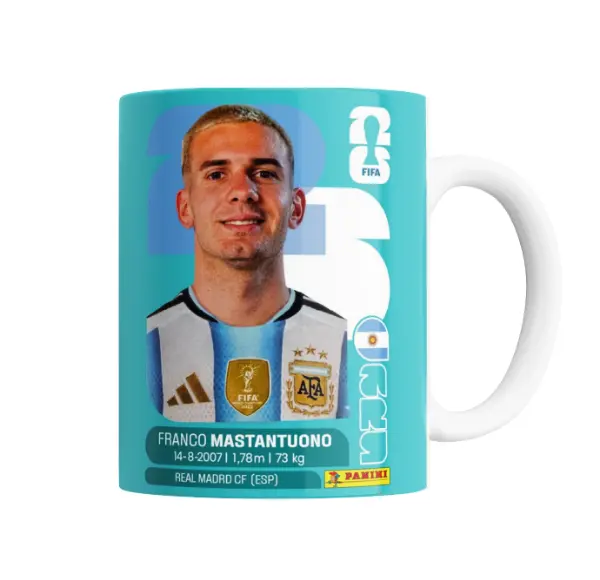 Taza de Cerámica Franco Mastantuono Figurita Mundial 2026
