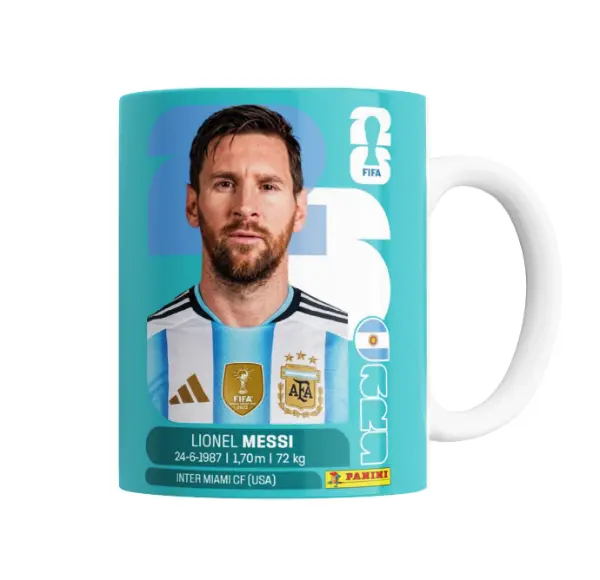 Taza de Cerámica Messi Figurita Mundial 2026 Argentina