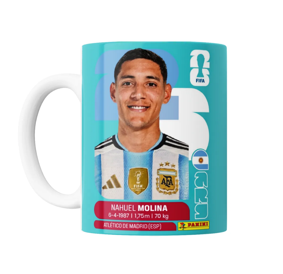 Taza de Cerámica Nahuel Molina Figurita Mundial 2026 Argentina - vista 2