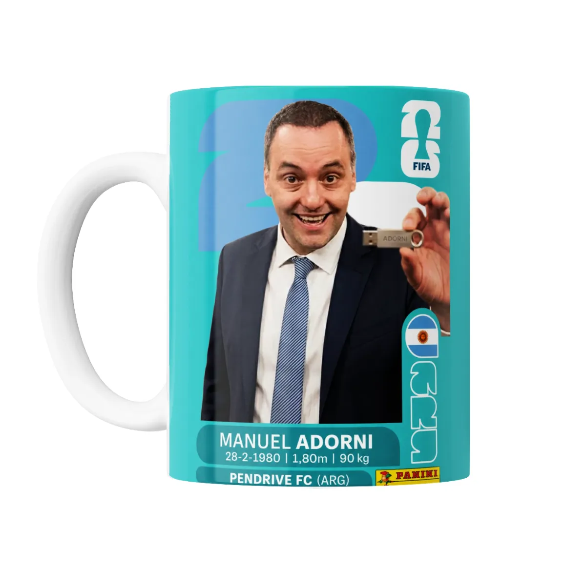 Taza de Cerámica Figurita Mundial Meme Adorni Pendrive - vista 2