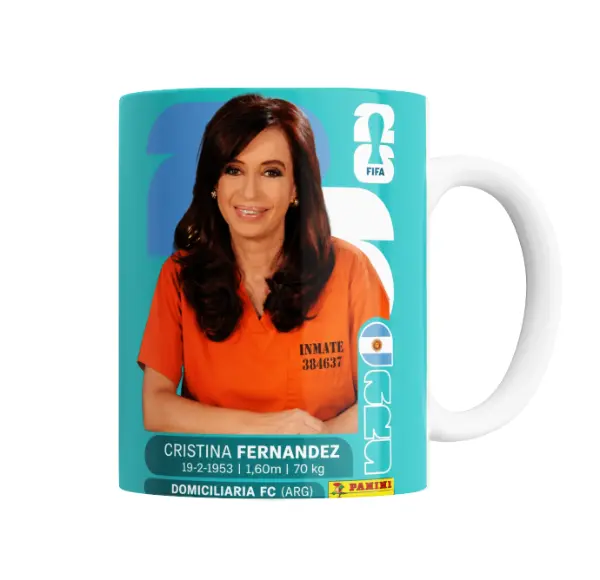 Taza de Cerámica Cristina Fernández Figurita Mundial Domiciliaria