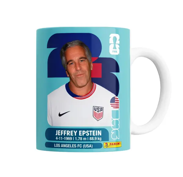 Taza de Cerámica Figurita Mundial 2026 Meme Jeffrey Epstein