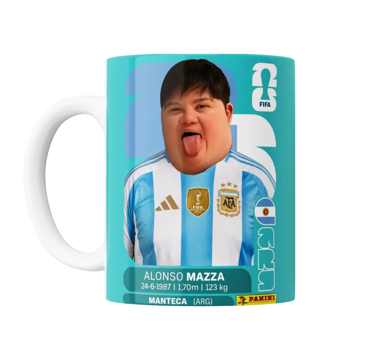 Taza de Cerámica Figurita Mundial Meme Argentina Alonso Mazza - vista 2