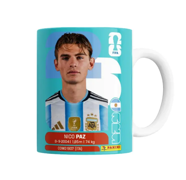 Taza de Cerámica Figurita Nico Paz Selección Argentina Mundial 2026