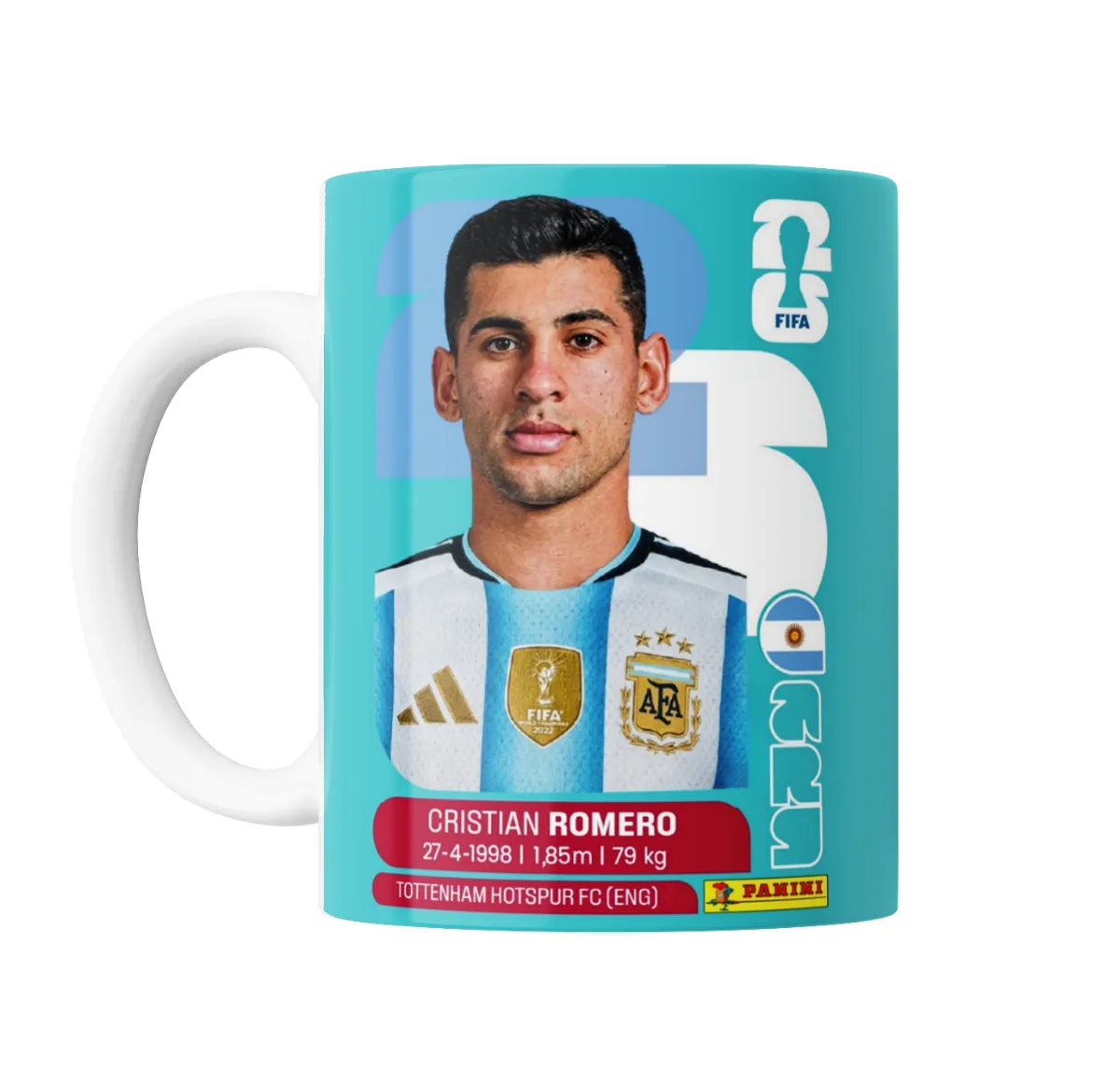 Taza de Cerámica Cristian Romero Figurita Mundial 2026 Argentina - vista 2