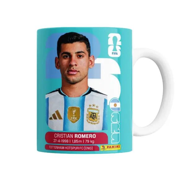 Taza de Cerámica Cristian Romero Figurita Mundial 2026 Argentina
