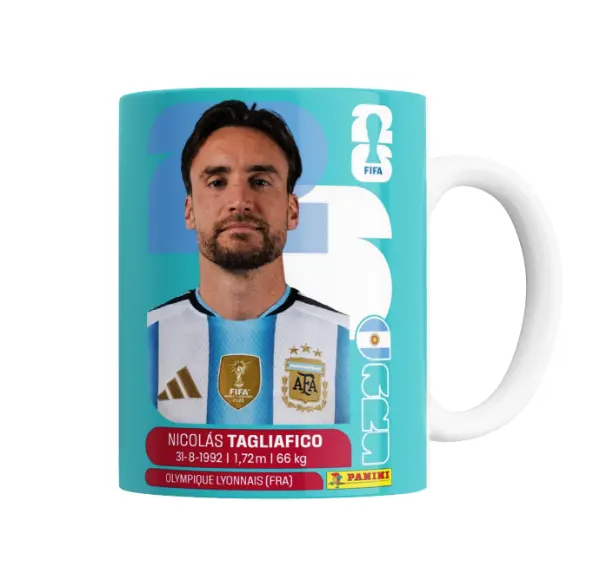 Taza de Cerámica Figurita Mundial 2026 Nicolás Tagliafico Argentina
