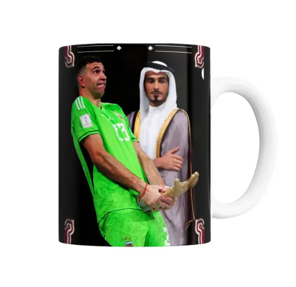 Taza de Cerámica Selección Argentina Dibu Martinez Guante Dorado Qatar