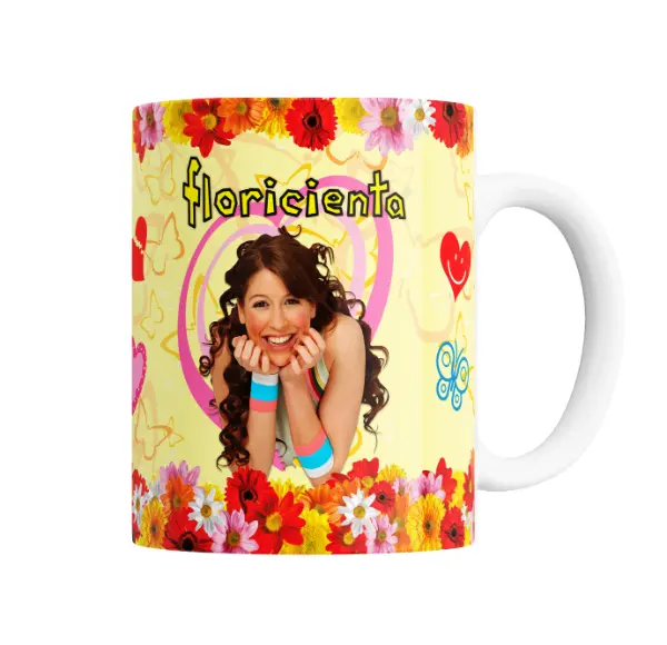 Taza de Cerámica Floricienta Flores y Corazones