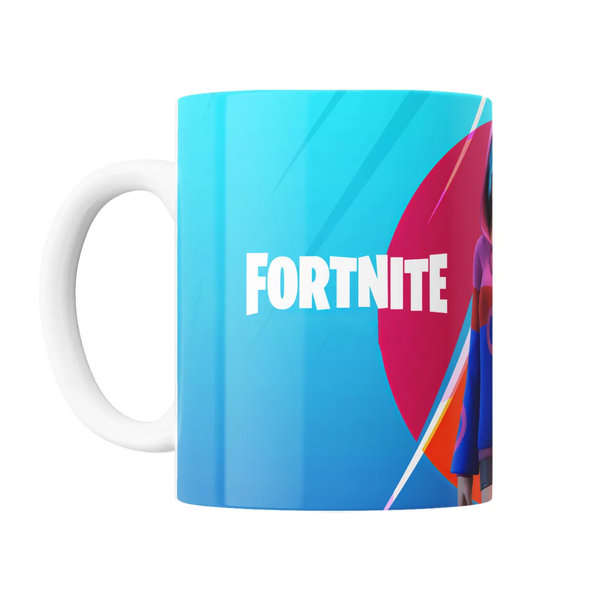 Taza de Cerámica Fortnite Personaje Encapuchado Azul y Rosa - vista 2