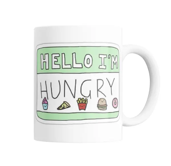 Taza de Cerámica Hello I'm Hungry Comida Kawaii