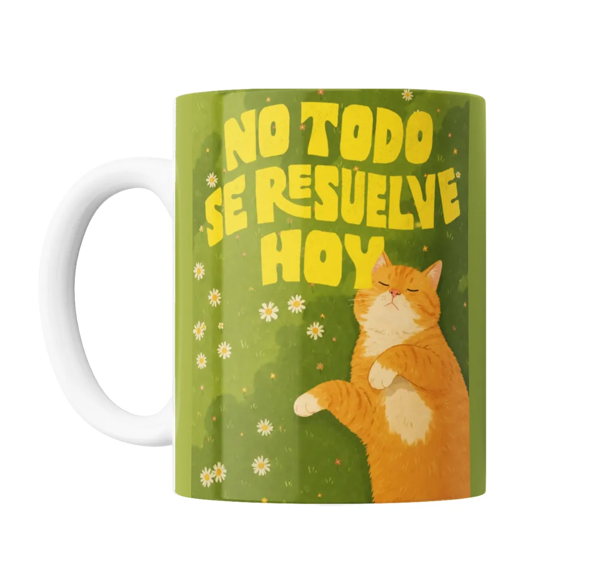 Taza de Cerámica No Todo Se Resuelve Hoy Gato Naranja - vista 2