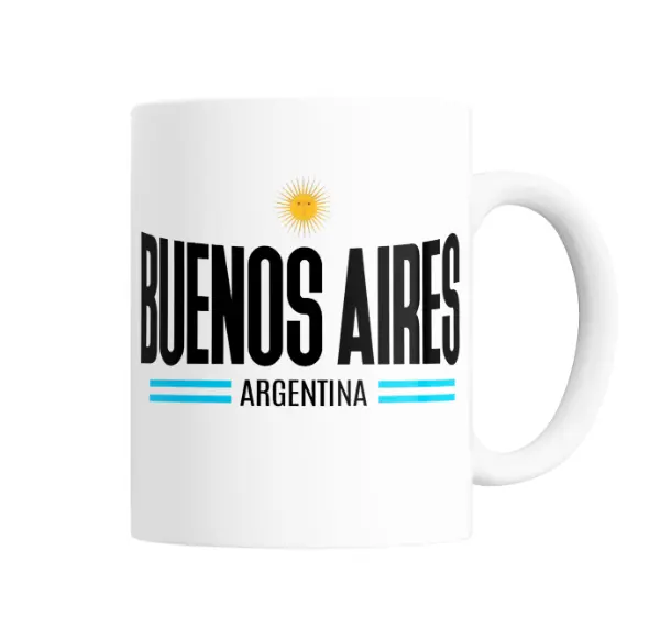 Taza de Cerámica Argentina Buenos Aires con Sol de Mayo
