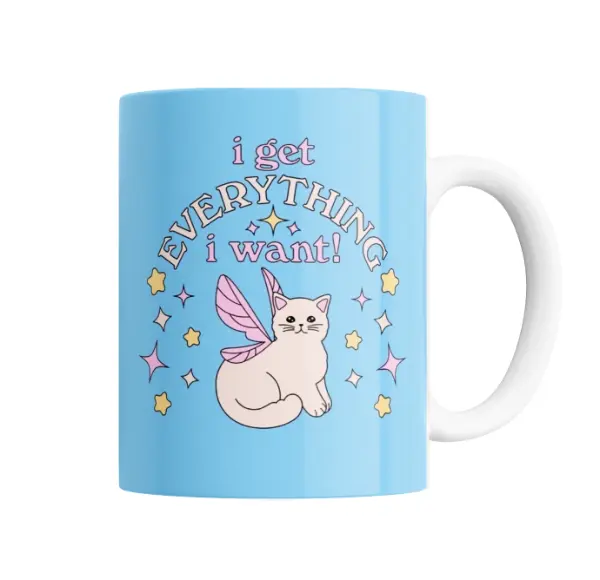 Taza de Cerámica I Get Everything I Want Gato Hada