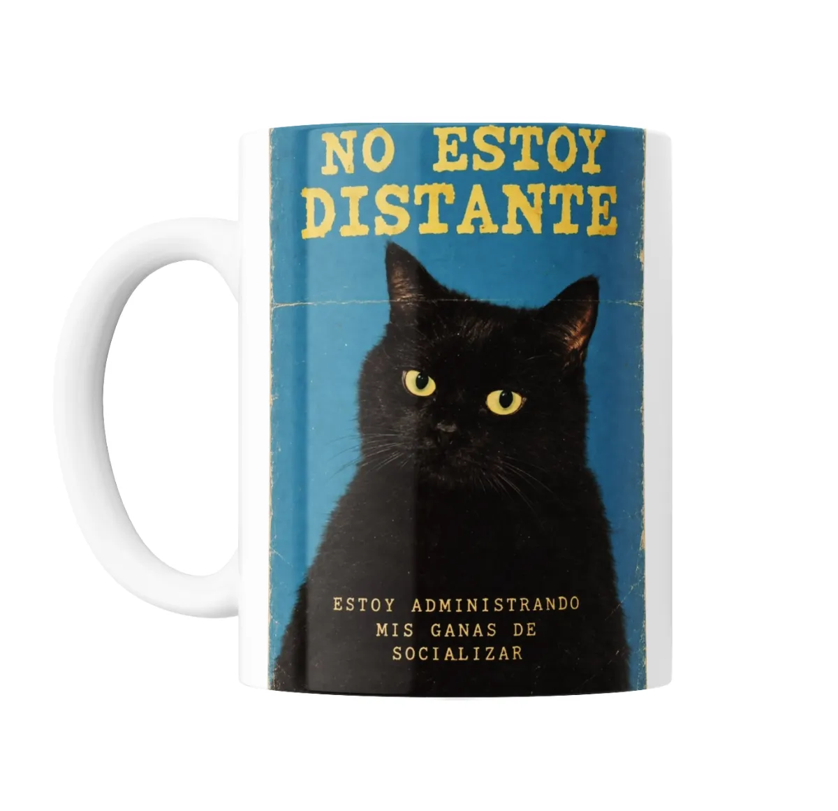 Taza de Cerámica Gato Negro No Estoy Distante Administrando Mis Ganas de Socializar - vista 2