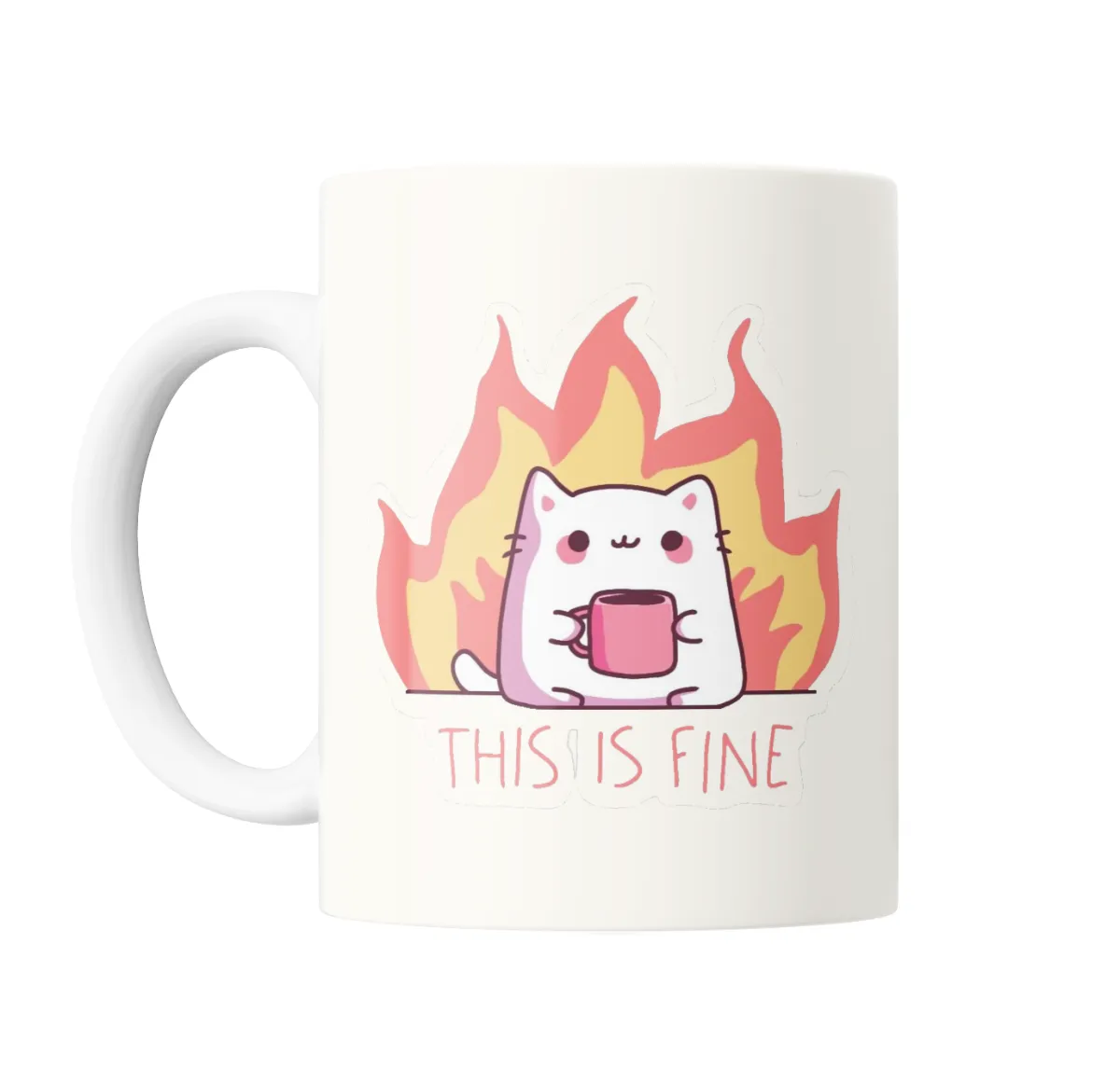 Taza de Cerámica This Is Fine Gato Taza Fuego - vista 2