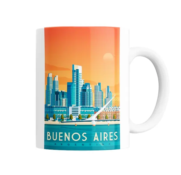 Taza de Cerámica Buenos Aires Argentina Skyline Puerto Madero