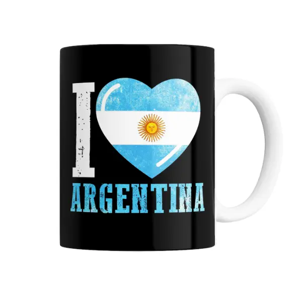 Taza de Cerámica I Love Argentina Corazón Bandera