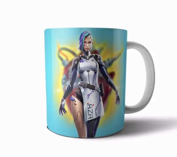 Taza de Cerámica Free Fire Chica Cyborg RZR