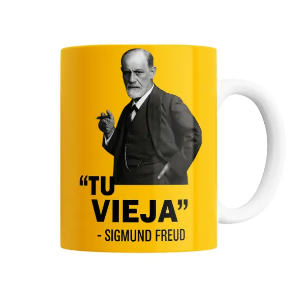 Taza de Cerámica Freud Tu Vieja Frase Meme