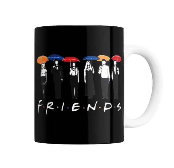 Taza de Cerámica Friends Personajes con Paraguas
