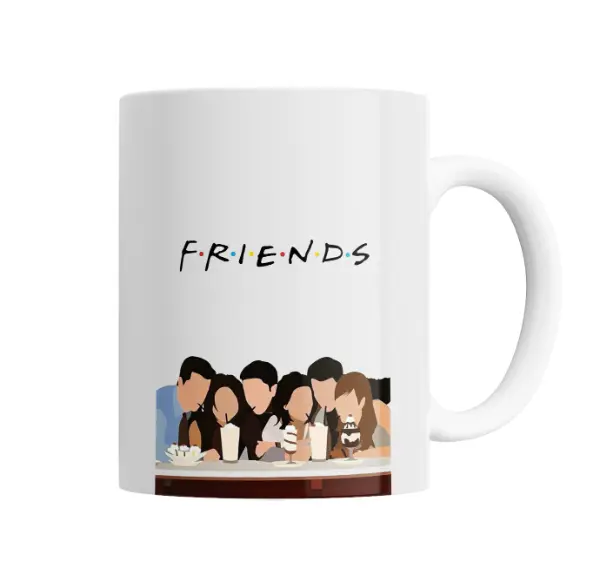 Taza de Cerámica Friends Logo y Seis Amigos en el Café